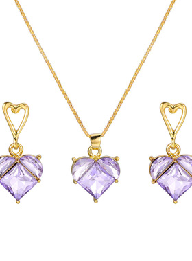 Women Necklace+Earring Gift爱心项链耳环套装桃心套装欧美首饰