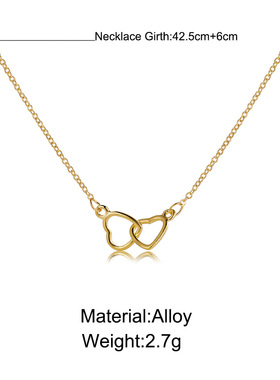 Choker Necklace Jewelry爱心双环项链锁骨链原宿风女小众设计感
