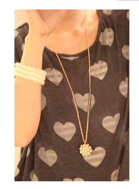 韩国饰品珍珠球长款毛衣链