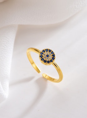 恶魔之眼微镶钻日韩风锆石戒指