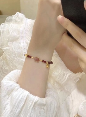 新中式貔貅手链女幸运聚财旺财小众简约高颜值ins草莓晶闺蜜手链