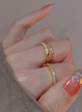 电镀锆石双层开口戒指