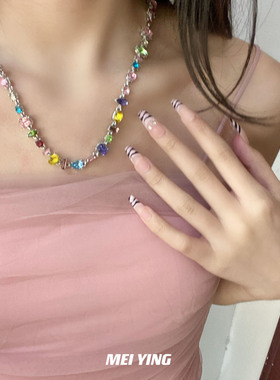 新款gema闪亮璀璨彩色水晶糖果手链女轻奢彩虹光手饰七夕情侣