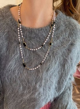 秋冬韩系温柔长款珍珠项链复古时髦气质毛衣链轻奢高级感项饰
