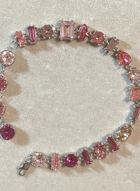 精致时尚新款甜美风粉色手链女锆石镶嵌轻奢时尚百搭闺蜜手链