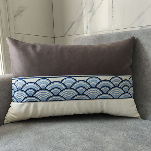 新中式沙发腰靠枕简约现代长方形靠枕古典中国风客厅床头腰靠垫 - 图1