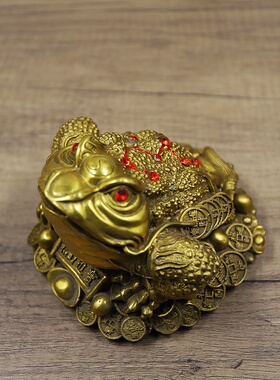 黄铜三足金蝉金钱蟾蜍聚宝盆