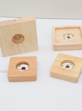 橡胶木led发光底座木质小夜灯底座家居水晶底座木摆件竹木工艺品