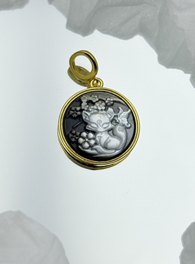 S925纯银贝雕Cameo灵狐吊坠吊坠