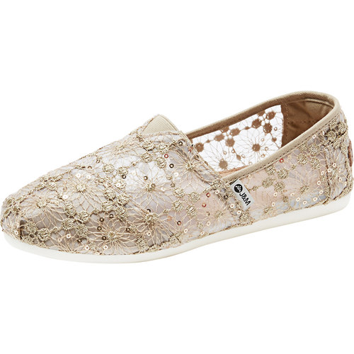 J&M/快乐玛丽夏季新款亮片平底懒人鞋镂空蕾丝一脚蹬透气女鞋202W - 图3