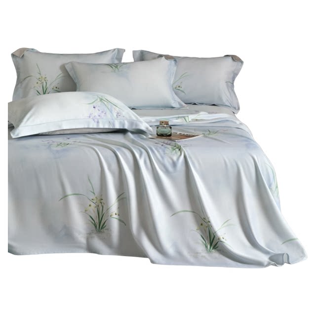 Deep sleep bamboo fiber air conditioning soft mat 100% pure natural thickened Tianshi bed sheet three-piece set machine washable in summer