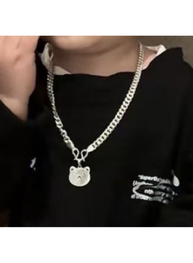 纯酷帅萌男女童足银项链