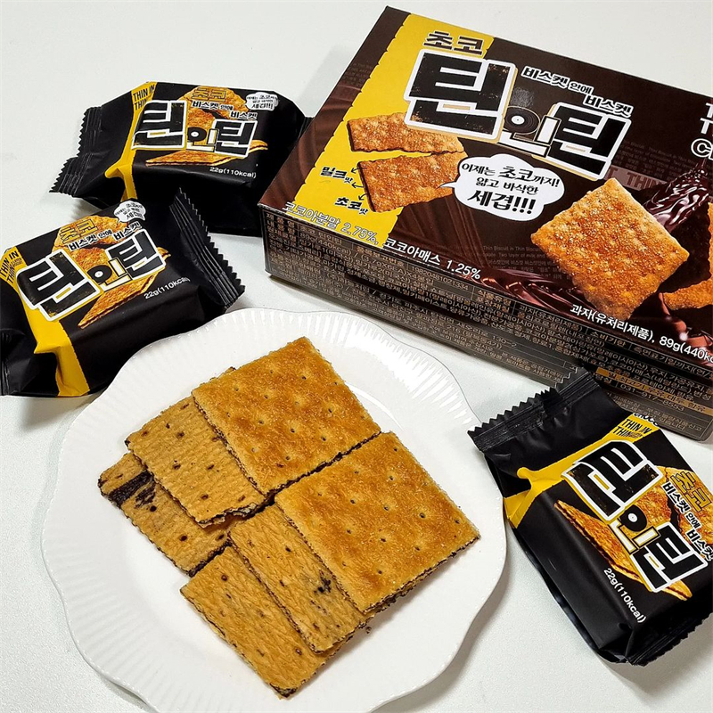 韩国进口零食LIKESKY韩式甜煎饼巧克力味叠叠脆薄脆三层酥脆饼干 - 图1