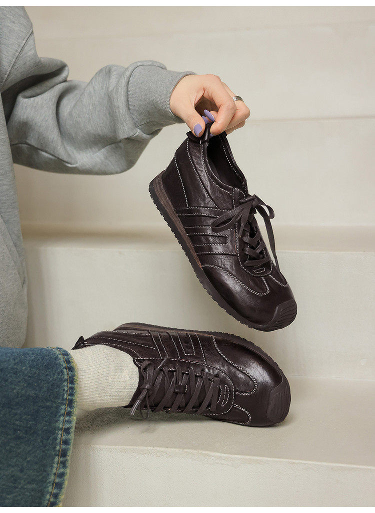 2026新款真皮复古风小个子轻便洋气高级气质百搭深口德训鞋,淘宝优惠券,粉丝福利购,淘宝优惠卷