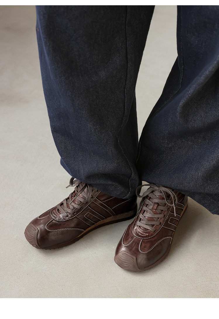 2026新款真皮复古风小个子轻便洋气高级气质百搭深口德训鞋,淘宝优惠券,粉丝福利购,淘宝优惠卷