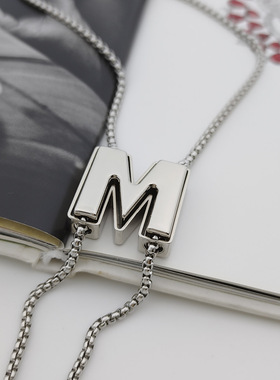 情侣黑桃A长项链男潮牌中国字样