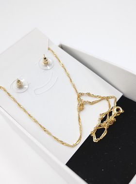 水钻项链水钻耳钉2件套装钛钢链