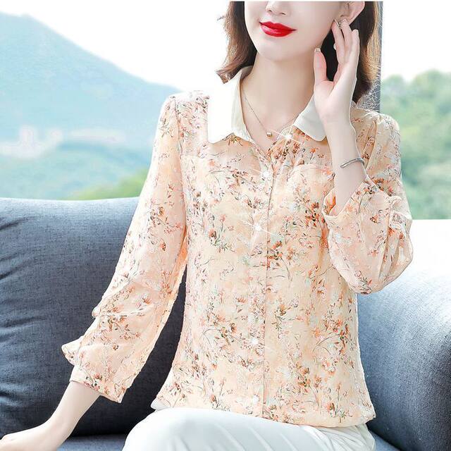 ເສື້ອ Chiffon ດອກໄມ້ສີຂຽວແບບຮົງກົງ ໃໝ່, ເສື້ອຢືດແລະກະທັດຮັດ, ເສື້ອນອກທີ່ນິຍົມຂອງແມ່ຍິງໃນປີນີ້, ເສື້ອກາງຂອງແມ່ໃນໄວກາງຄົນ