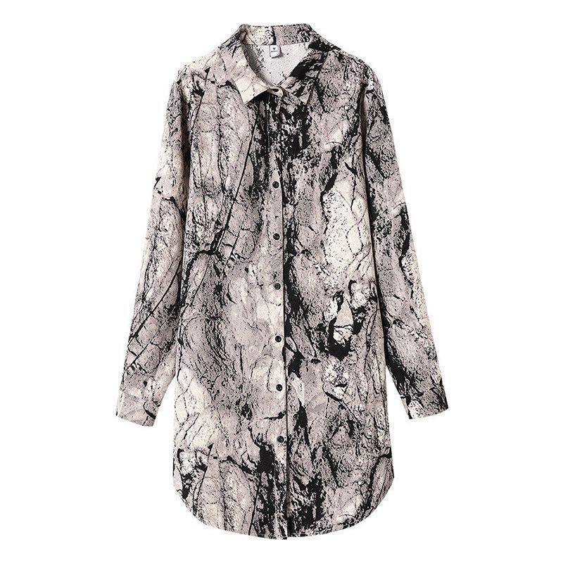 大码早秋新款衬衫女印花雪纺衫中长款宽松防晒衣胖mm减龄洋气上衣,淘宝优惠券,粉丝福利购,淘宝优惠卷