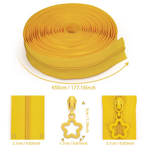 3#马卡龙色尼龙拉链4.5米拉链+10个星星拉链头适用笔袋箱包包DIY - 图0