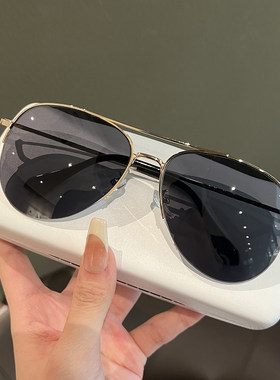 飞行员墨镜男女百搭大脸显瘦开车防紫外线蛤蟆镜个性半框太阳眼镜