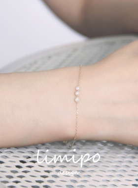 韩国原创ins冷淡风纯银珍珠手链