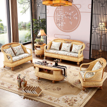 Rattan sofa small family type trio tea table rattan chic chair five pieces combined living-room rattan wood furniture