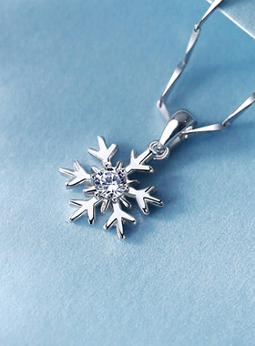 雪花纯银项链女/免费刻字