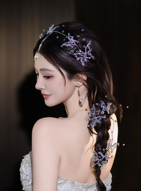 新娘婚纱头饰超仙蝴蝶韩式精致甜美公主造型配饰敬酒晨袍礼服发饰
