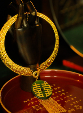 中式婚礼合金玉石新颖手工项圈汉服秀禾古装配饰新娘传统古风饰品