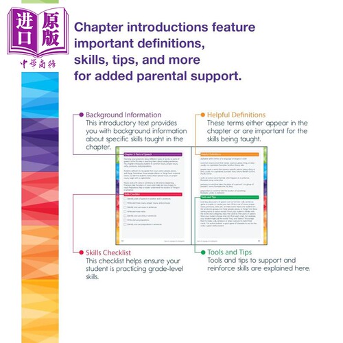 美国新课标教辅 光谱练习册 语言艺术系列9册 幼儿园-八年级 Spectrum Language Arts Workbook Grade K-8 2024年新版【中商原版】 - 图3