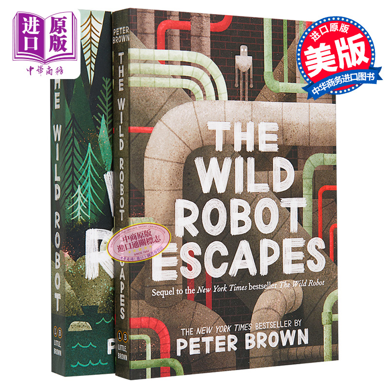 现货 荒岛机器人系列 套装2册 机器人的逃跑计划 英文原版 The Wild Robot Peter Brown【中商原版】 - 图0