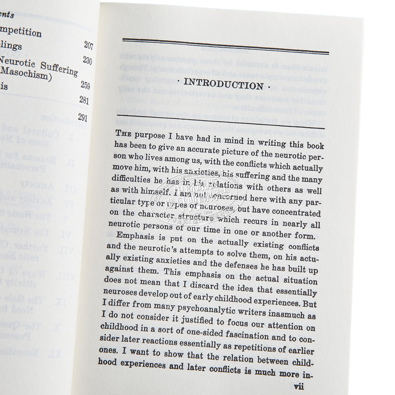卡伦霍妮代表作三本套装 社会心理学 神经症与人的成长 我们内心的冲突 我们时代的神经症人格 英文原版 Karen Horney【中商?