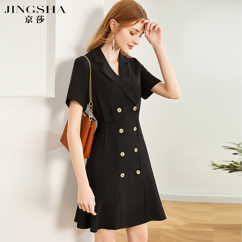 赫本风小2022春夏新款收腰连衣裙 京莎连衣裙