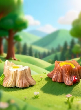 微景观写实树墩桌面生态瓶摆件