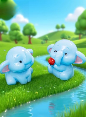 可爱小象萌粒公仔桌面车载摆件