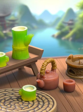 微景观创意围炉煮茶微缩桌面摆件