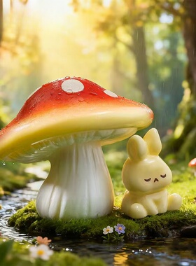 苔藓微景观创意卡通蘑菇兔子摆件