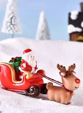 新款圣诞麋鹿雪老人雪景摆件