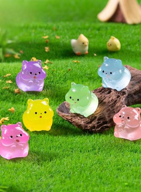 可爱夜光胖胖小仓鼠微景观小摆件