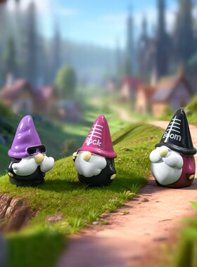 哥特摇滚小矮人公仔桌面造景摆件