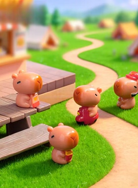 微景观可爱麦麦水豚公仔萌粒摆件