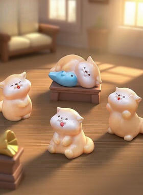 微景观可爱小水獭公仔萌粒摆件