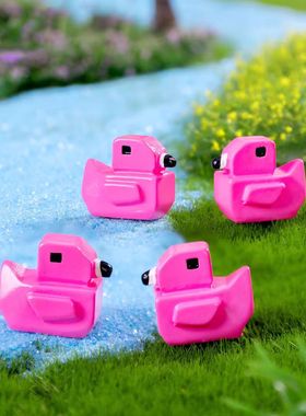 微景观创意像素方块火烈鸟摆件