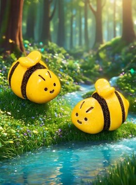 微景观可爱歪头小蜜蜂公仔摆件