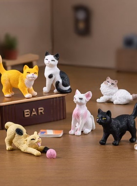 可爱仿真布偶奶牛猫微景观小摆件