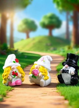 情人节小矮人萌粒微景观桌面摆件