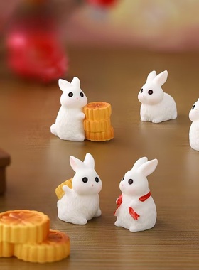 微景观小摆件可爱动物中秋毛兔