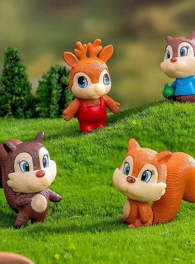 苔藓微景观背带裤小鹿小松鼠摆件