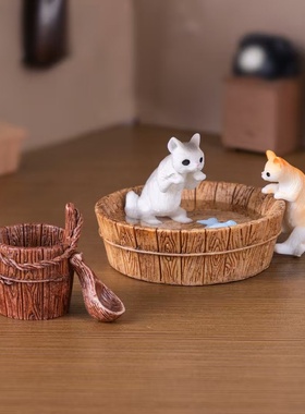 微景观洗浴美人鱼与小猫公仔萌粒